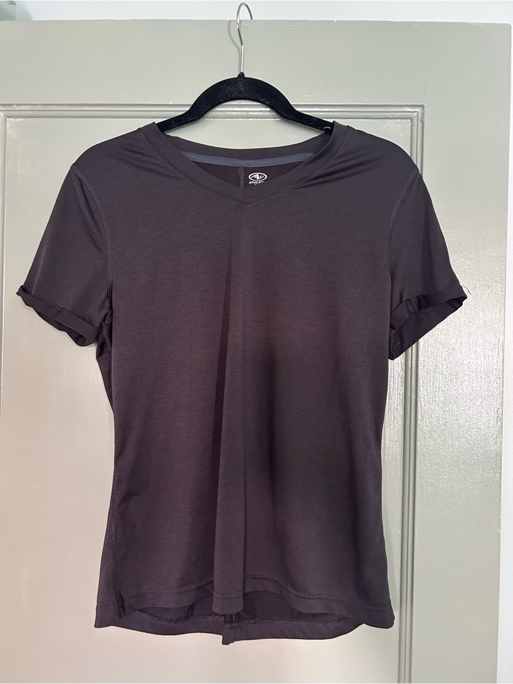 Athletic Works Black V‑Neck Tee with Subtle Logo